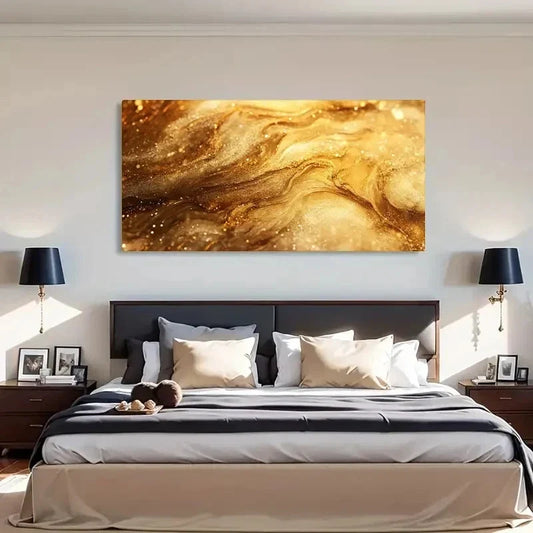 Farmhouse Golden Swirl Abstract Wall Art Canvas Office Home Room Framed 120x60cm