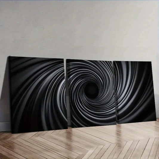 3pcs Black Hole Tunnel Design Wall Art Set Canvas Framed 40x60cm - High Quality Print 100% Australian Made Wall Canvas Ready to Hang