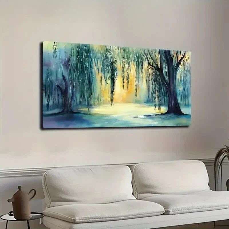 Serene Watercolor Nature Scene Wall Art canvas office home room framed 120x60cm