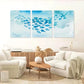 3pcs  Blue Minnows School Swimming Abstract Animal  Metal Print Ready to Hang Art