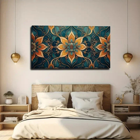 Bohemian Style Floral Wall Art Canvas Office Home Room Framed 120x60cm