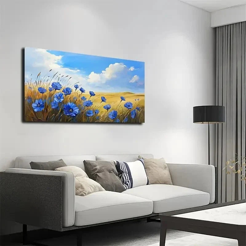 Serene Beach Blue Ocean Wall Art wall canvas office home room framed 120x60cm