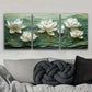 3pcs  White for Lotus Flower Design Art  Metal Print Ready to Hang Art