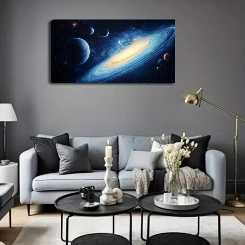 Spiral Galaxy Cosmic Scene Wall Art Canvas Office Home Room Framed 120x60cm