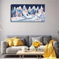 Minimalist Snowy Village Nature Wall Art Canvas Office Home Room Framed 80x45cm
