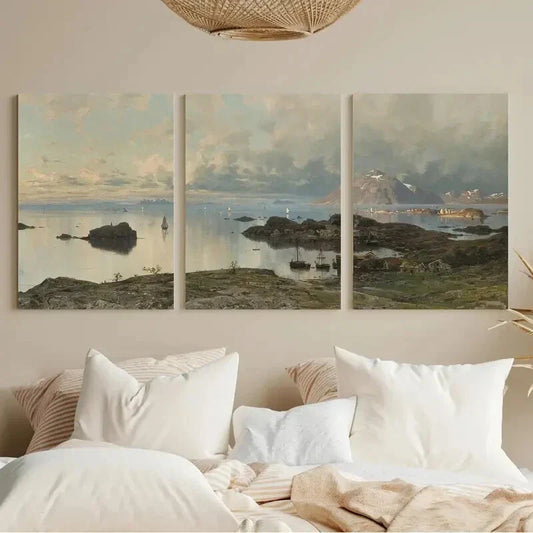 3pcs Vintage Landscape Antique Paintings Metal Print Ready to Hang Art