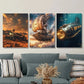 3pcs Steampunk Airship And Submarine Art Metal Print Ready to Hang Art