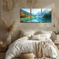 3pcs Featuring Green Lakes And Mountains  Wall Art Set Canvas Framed 40x60cm - High Quality Print 100% Australian Made Wall Canvas Ready to Hang