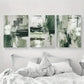 3pcs Olive And Sage Green Abstract Paintings Metal Print Ready to Hang Art
