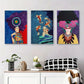 3pcs Colorful Women with Koi Fish, Flowers Metal Print Ready to Hang Art