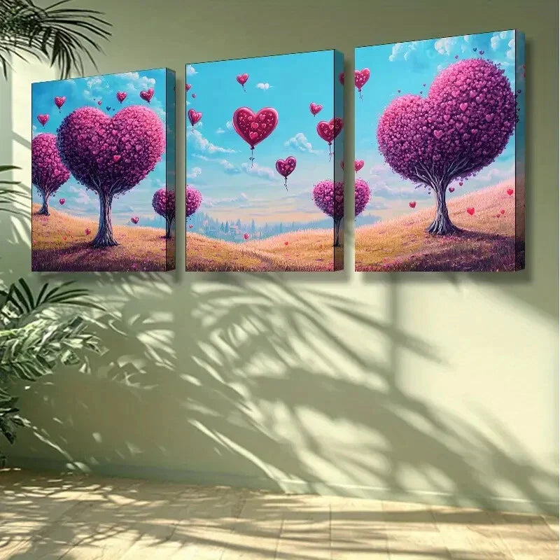 3pcs Trees and flowers. Wall Art Set Canvas Framed 40x60cm - High Quality Print 100% Australian Made Wall Canvas Ready to Hang