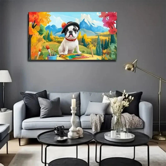 Dogs Learn To Paint Wall Art Canvas Office Home Room Framed 120x60cm