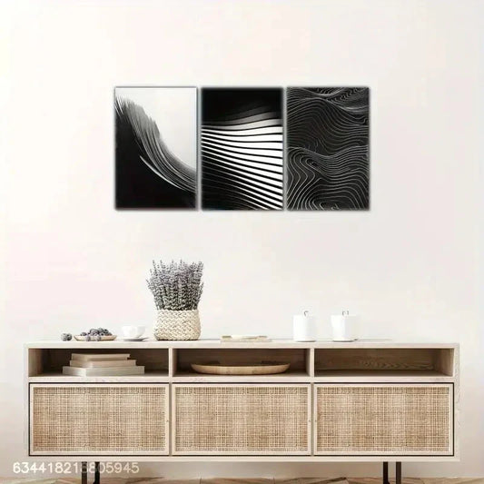 3pcs Abstract textured wave, Hill Illusion Metal Print Ready to Hang Art