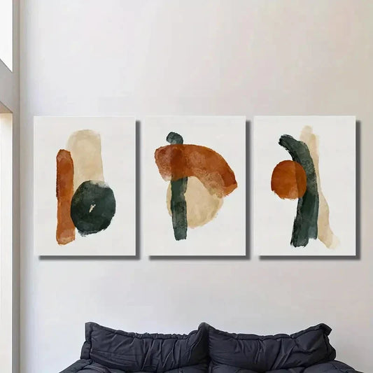3pcs abstract color art, rust texture, terracotta Metal Print Ready to Hang Art