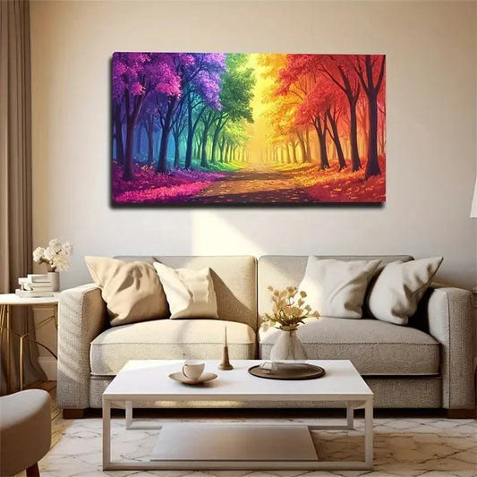 Colorful Trees Colorful Trees Wall Art Canvas Office Home Room Framed 80x45cm