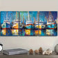 3pcs Fishing boats docked in port Metal Print Ready to Hang Art