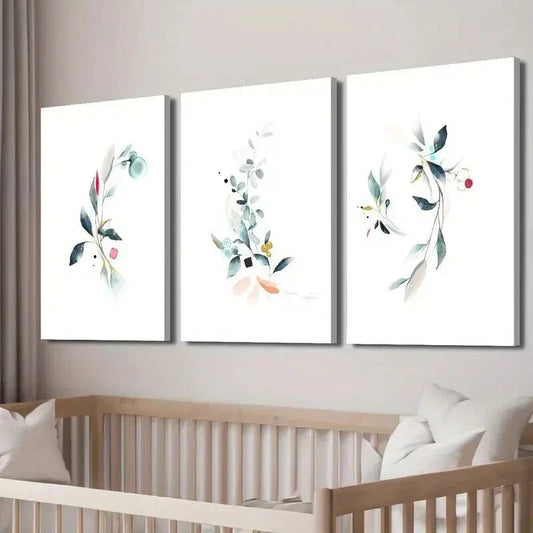 3pcs Abstract Flowers in Watercolor Style Wall Art Set Canvas Framed 40x60cm - High Quality Print 100% Australian Made Wall Canvas Ready to Hang
