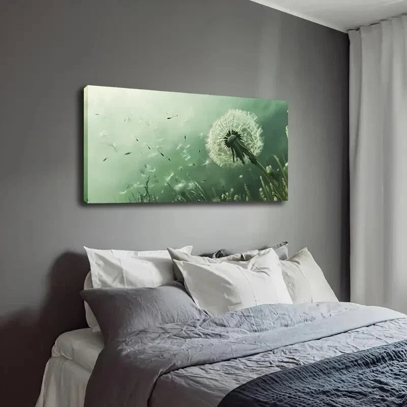 Serene Dandelion Seed Dispersal Wall Art Canvas Office Home Room Framed 120x60cm