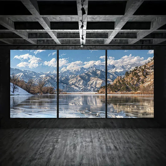 3pcs Lake Surface of Krym Lake in Almaty Metal Print Ready to Hang Art