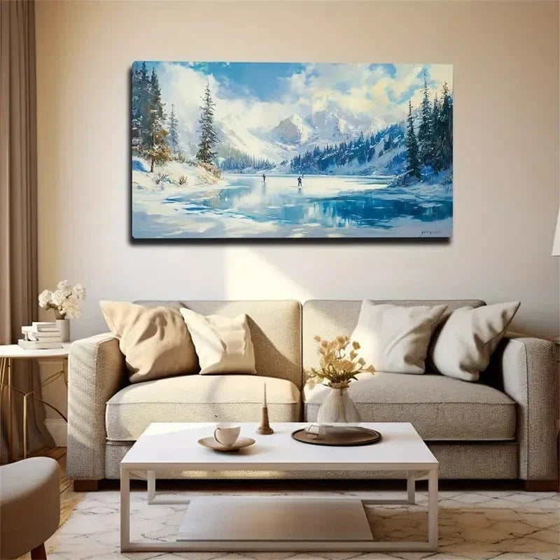 Ice And Snow Cold Winter Wall Art Canvas Office Home Room Framed 120x60cm