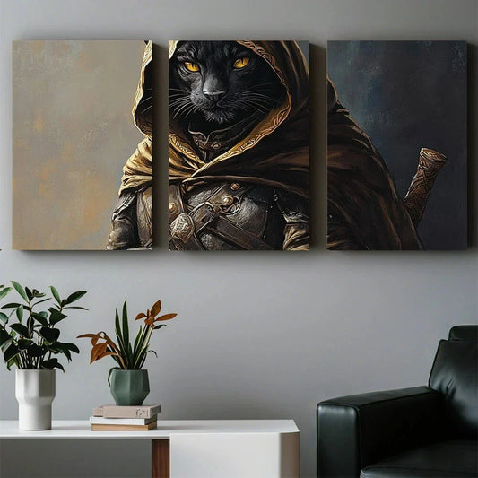3pcs Black Panther Pattern Abstract Painting Metal Print Ready to Hang Art