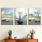 3pcs  Abstract Geometric Landscape Elk Metal Print Ready to Hang Art