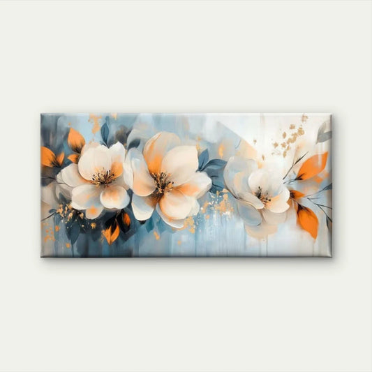 Abstract Floral Modern Beige Wall Art Canvas Office Home Room Framed 80x45cm