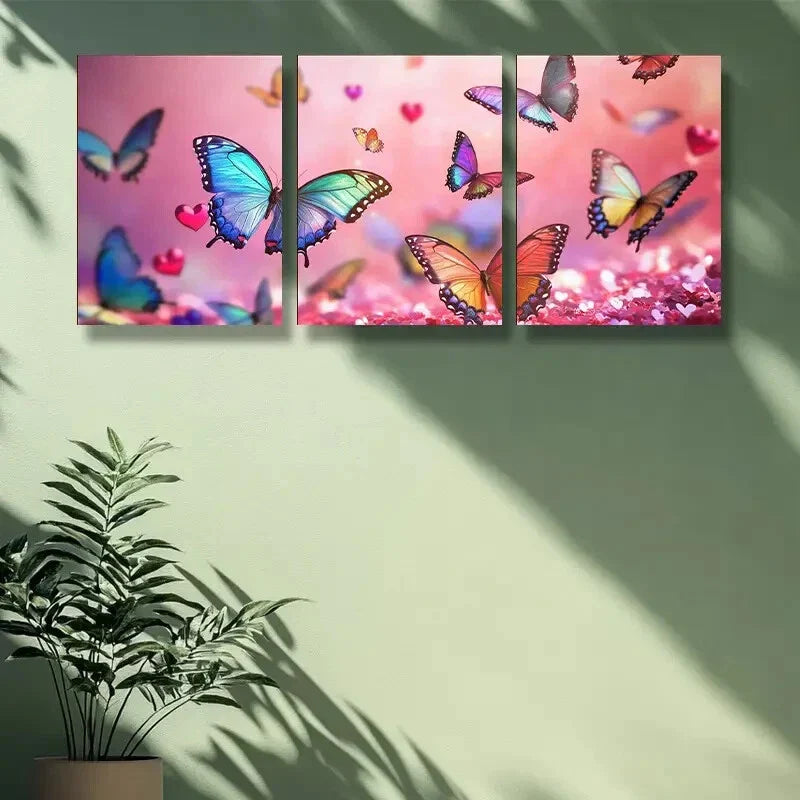 3pcs  Splendid butterfly. Art Painting Metal Print Ready to Hang Art