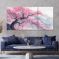 Cherry Blossom Tree Mountain Scenery 3 Piece Canvas Framed 40x60cm - High Quality Print 100% Australian Made Wall Canvas Ready to Hang
