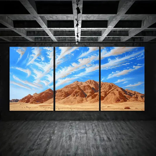 3pcs Desert Desolate Edge Blue Sky Metal Print Ready to Hang Art