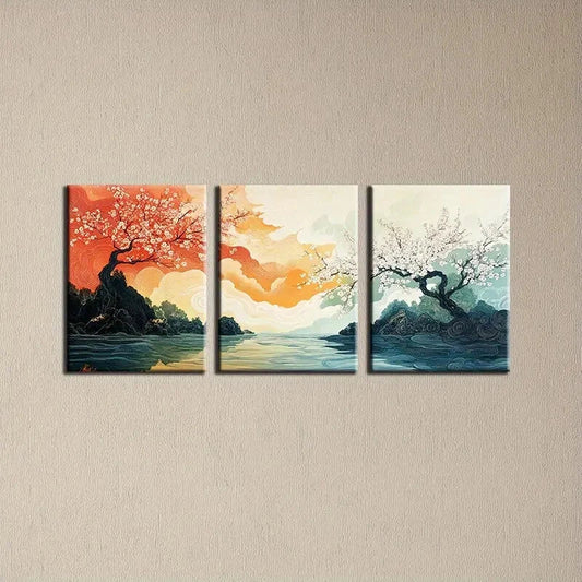 3pcs Colorful Beautiful Scenery Metal Print Ready to Hang Art
