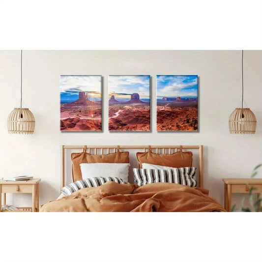 3pcs National Park Valley Sunrise Metal Print Ready to Hang Art