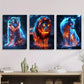 3pcs Neon wild animals, abstract Metal Print Ready to Hang Art