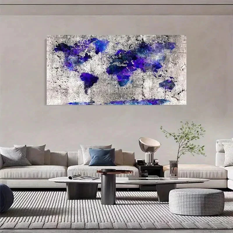 Vintage-Inspired Purple Wall Art Canvas Office Home Room Framed 120x60cm