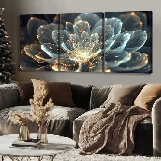 3pcs Blooming Fantasy Flower Design Wall Art Set Canvas Framed 40x60cm - High Quality Print 100% Australian Made Wall Canvas Ready to Hang