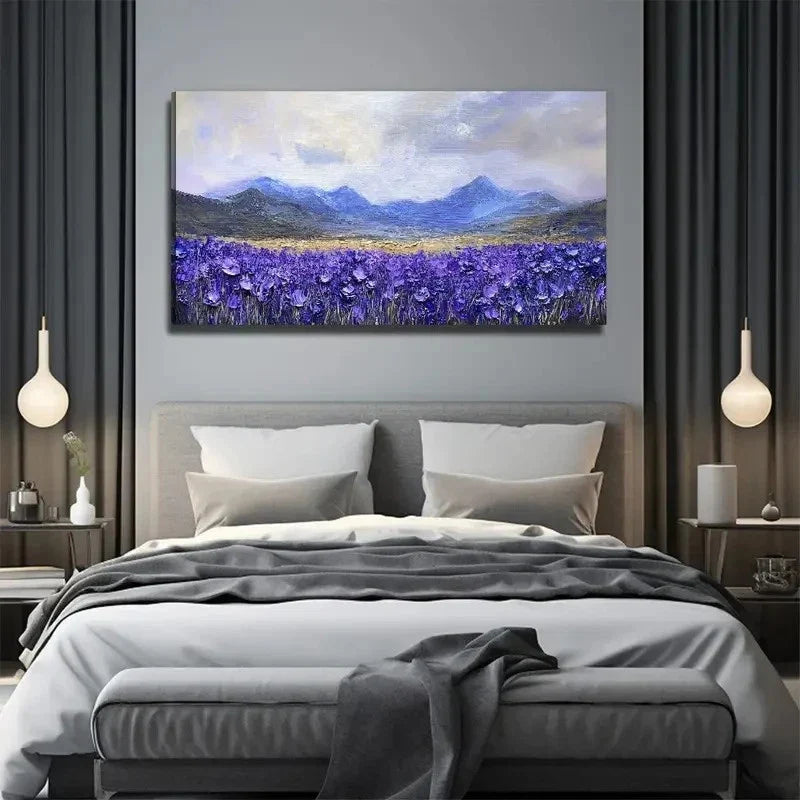 Lavender World Suitable Wall Art Canvas Office Home Room Framed 80x45cm