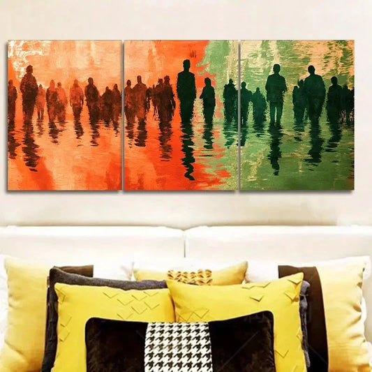 3pcs The Man on the Ripples Abstract Painting  Wall Art Set Canvas Framed 40x60cm - High Quality Print 100% Australian Made Wall Canvas Ready to Hang