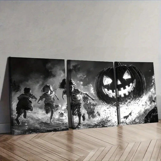 3pcs Giant pumpkins and kids  Wall Art Canvas  Wall Art Set Canvas Framed 40x60cm - High Quality Print 100% Australian Made Wall Canvas Ready to Hang