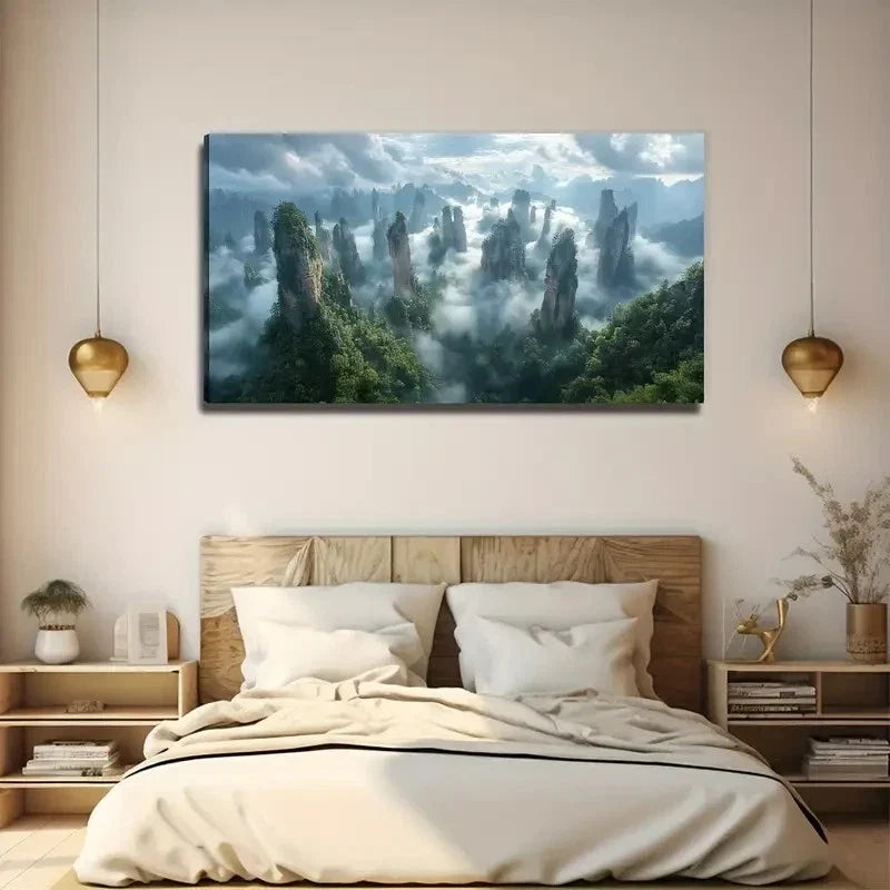 Bohemian Style Stone Forest Wall Art Canvas Office Home Room Framed 80x45cm