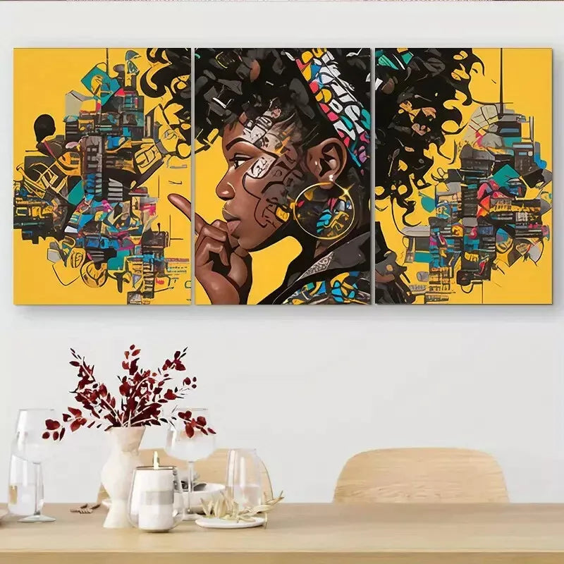 3pcs Urban - inspired Portrait Triptych Wall Art Set Canvas Framed 40x60cm - High Quality Print 100% Australian Made Wall Canvas Ready to Hang