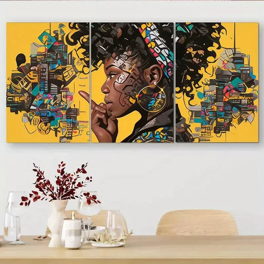 3pcs Urban - inspired Portrait Triptych Wall Art Set Canvas Framed 40x60cm - High Quality Print 100% Australian Made Wall Canvas Ready to Hang