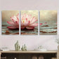 3pcs Elegant Pink for Lotus Flower Minimalist Metal Print Ready to Hang Art