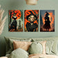 3pcs Red Moon & Cemetery Scene Metal Print Ready to Hang Art