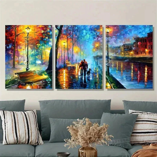 3pcs Color fusion art in the style of nostalgic Metal Print Ready to Hang Art