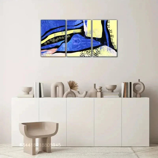 3pcs Elegant Golden Geometric Metal Print Ready to Hang Art