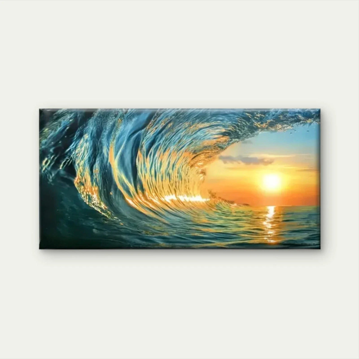 Waves Ocean Sunset Wall Art Canvas Office Home Room Framed 80x45cm