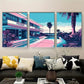 3pcs Big Trees Pool Stones Hotel Metal Print Ready to Hang Art