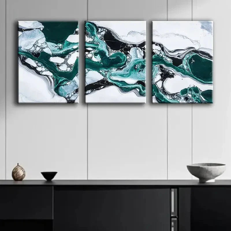 3pcs Antarctic Ice Shelf Nature Green Perfect Wall Art Set Canvas Framed 40x60cm - High Quality Print 100% Australian Made Wall Canvas Ready to Hang