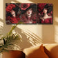 3pcs Sexy woman with Red Floral Metal Print Ready to Hang Art