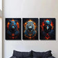 3pcs   red flaming white tiger, Black bear, crow Metal Print Ready to Hang Art